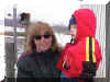 Mum holds Jansen at the buffalo ranch